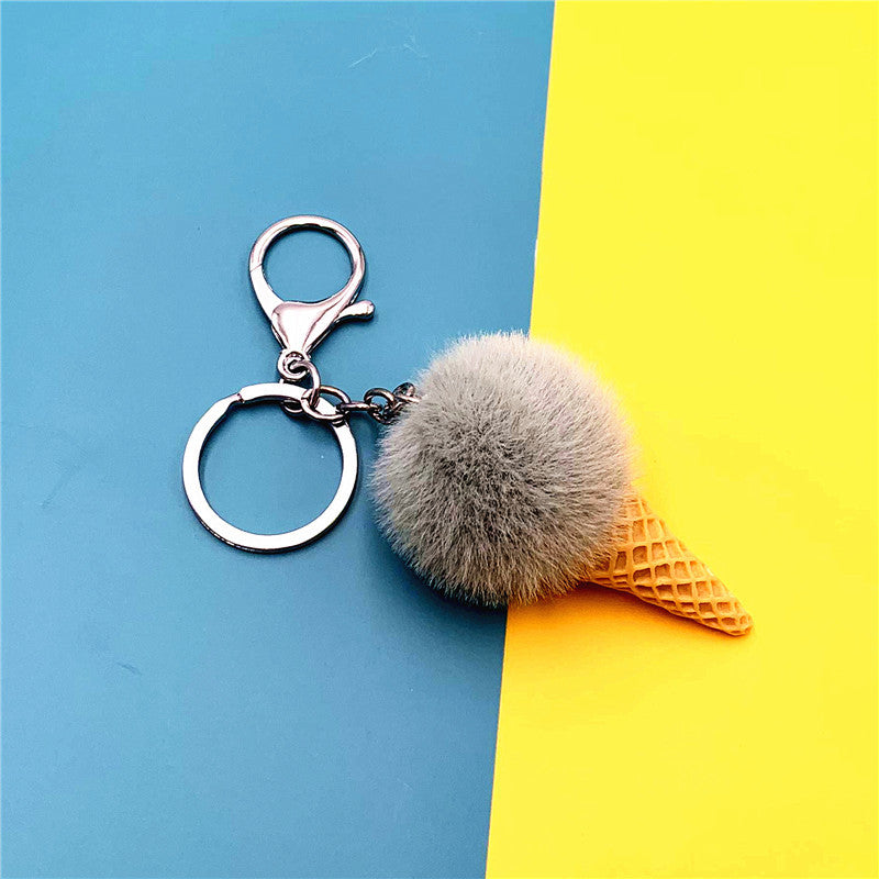 Wholesale Cartoon Fruit Keychain Ice Cream Cone Plush Car Keychain